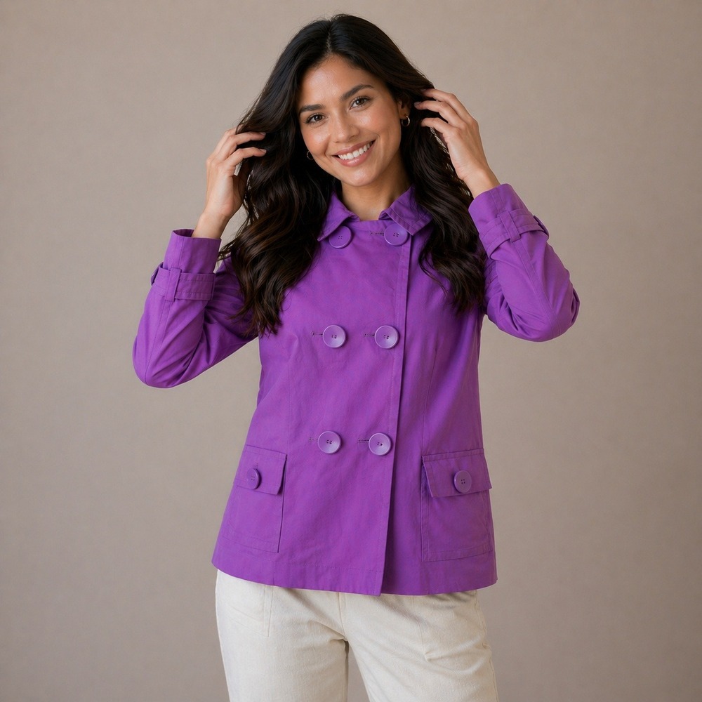 Halogen-Purple Trench Coat with Classic‎ Collar Size L